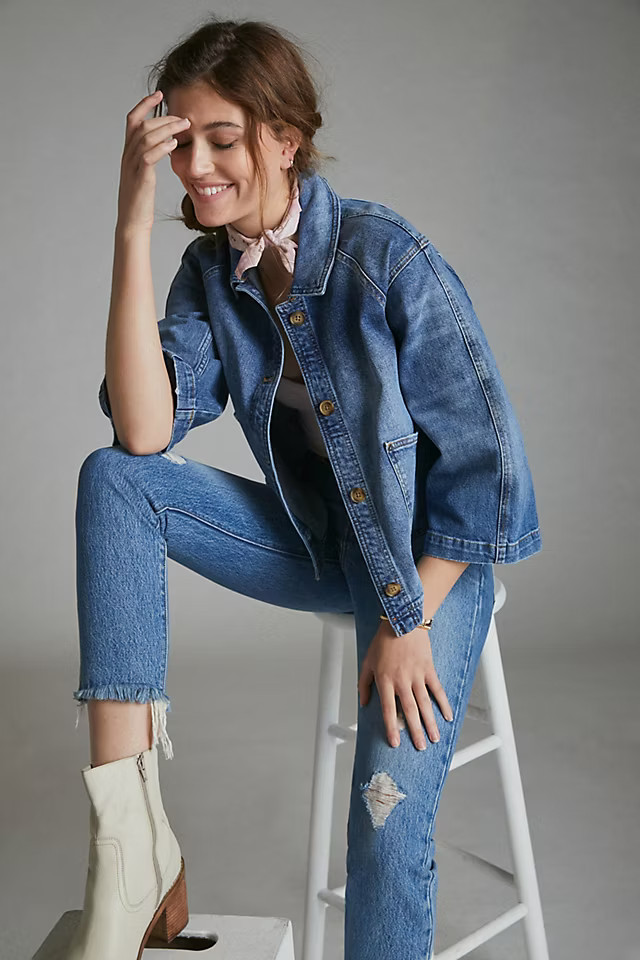 Pilcro Bell-Sleeved Denim Trucker Jacket | Anthropologie (US)