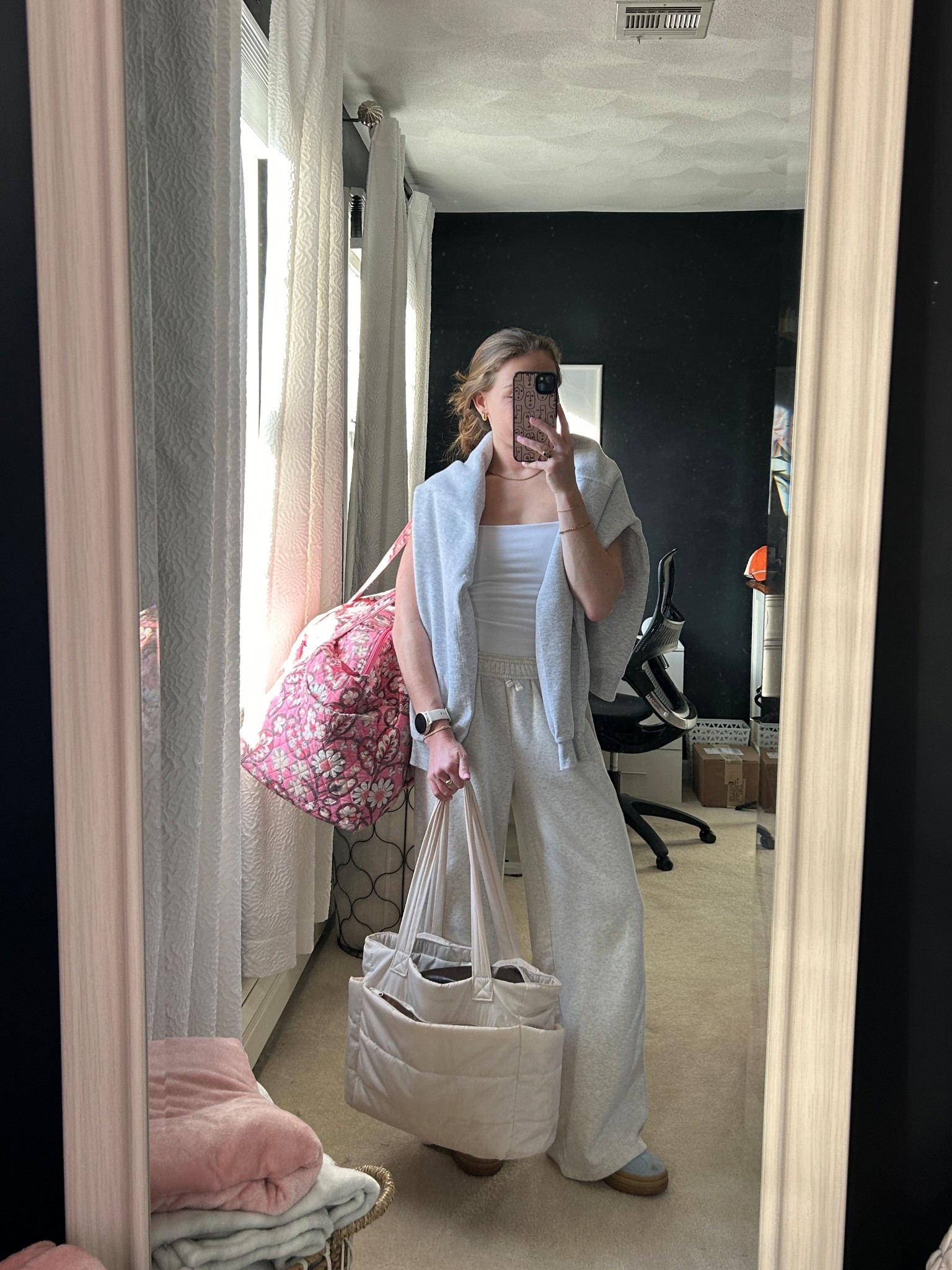Comfy outfit, comfy outfit inspo, comfy outfit inspiration, travel outfit, travel outfit inspo, wide leg sweatpants, gap sweatpants, baggy sweatpants, cami, neutral cami, basic tank, basic top, neutral outfit, minimalist outfit, simple outfit, athleisure, athleisure wear, Abercrombie basics, travel tote, tote bag

#LTKSeasonal #LTKActive #LTKFindsUnder100