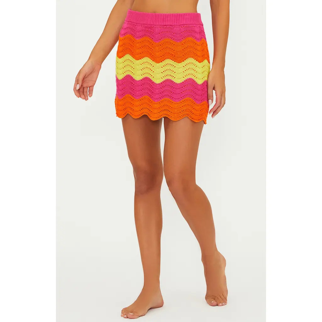 Beach Riot Bali Colorblock Wavy Stripe Cover-Up Miniskirt in Soleil Wave at Nordstrom Rack, Size Large | Nordstrom Rack