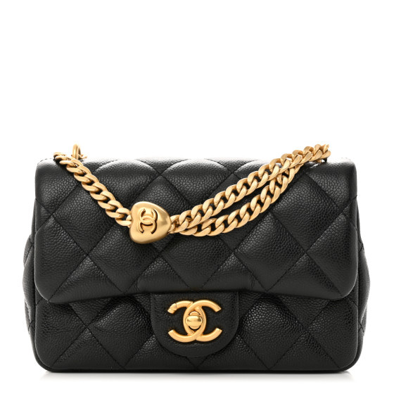 Caviar Quilted Mini Sweetheart Rectangular Flap Black | FASHIONPHILE (US)