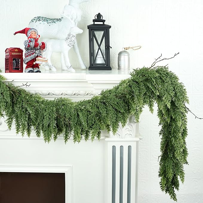 5ft Christmas Garland Realistic Soft and Thickness Green Faux Cedar Pine Garland Artificial Cedar... | Amazon (US)