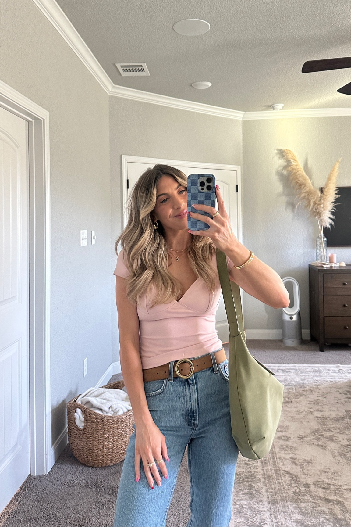 wearing my usual size small in this super cute amazon top! under $15 and has a coupon! super stretchy and perfect for a casual valentines day outfit. target bag, target belt, amazon booties!

#LTKStyleTip #LTKFindsUnder50 #LTKFindsUnder100