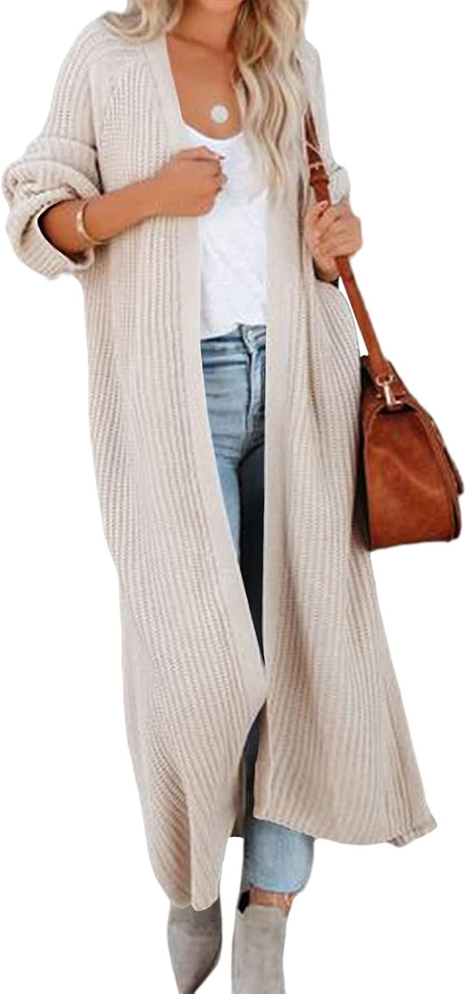 Saodimallsu Womens Cable Knit Long Cardigan Oversized Sweater Duster | Amazon (US)