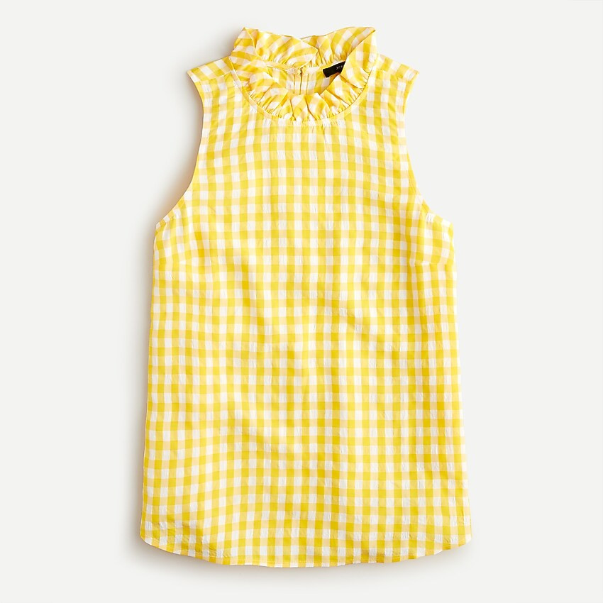Ruffleneck top in drapey gingham | J. Crew US