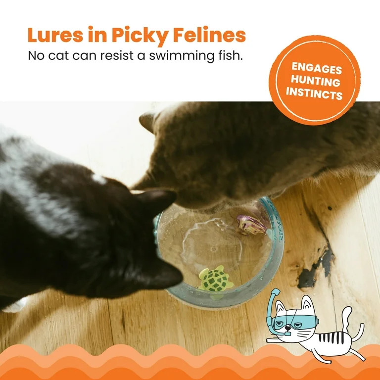 Catstages Meow-smerizing Fish Bowl for Cats with Two Water Cat Toys, Electronic Swimming Fish and... | Walmart (US)