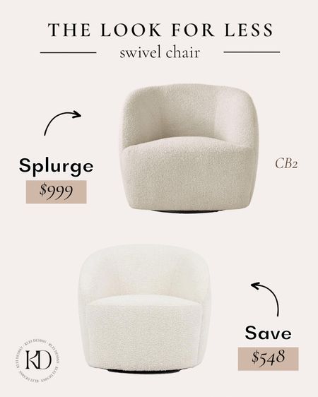 Inspired by the CB2 Gwyneth Swivel Chair, this lookalike is half the price! Featuring the same ivory boucle fabric, you’ll never tell the difference!
•••
Swivel chair, accent chair, ivory chair, boucle, living room furniture, accent furniture, cb2 chair, look for less

#LTKstyletip #LTKhome #LTKMostLoved
