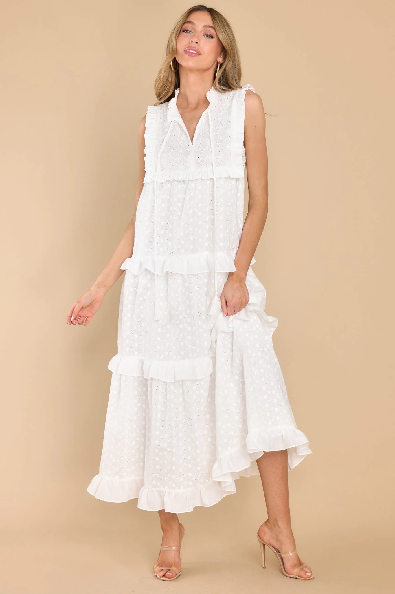 Beauty Comes From Within White Midi Dress | Red Dress 