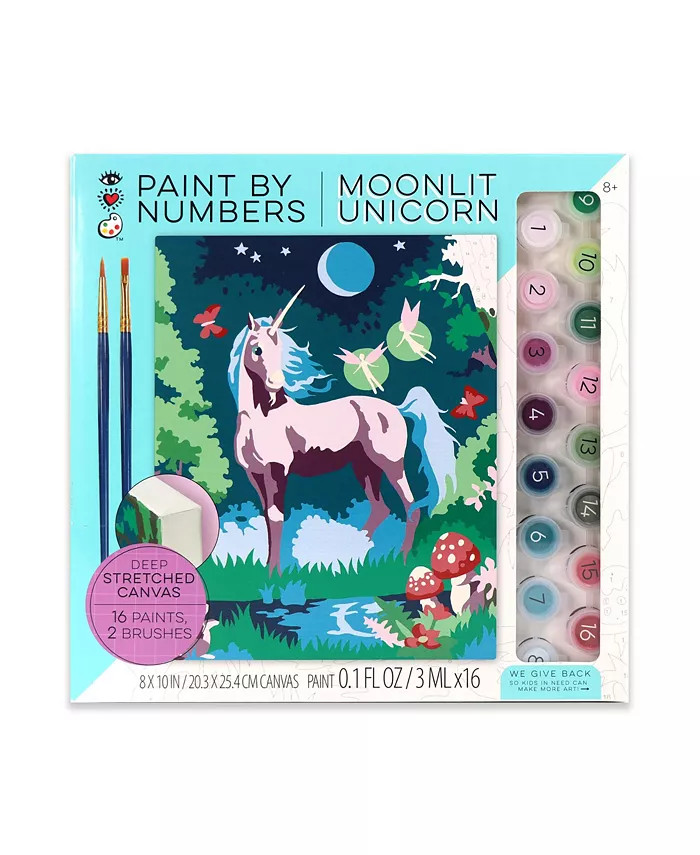iHeartArt Paint by Number Moonlit Unicorn Stretched Canvas Set | Macys (US)