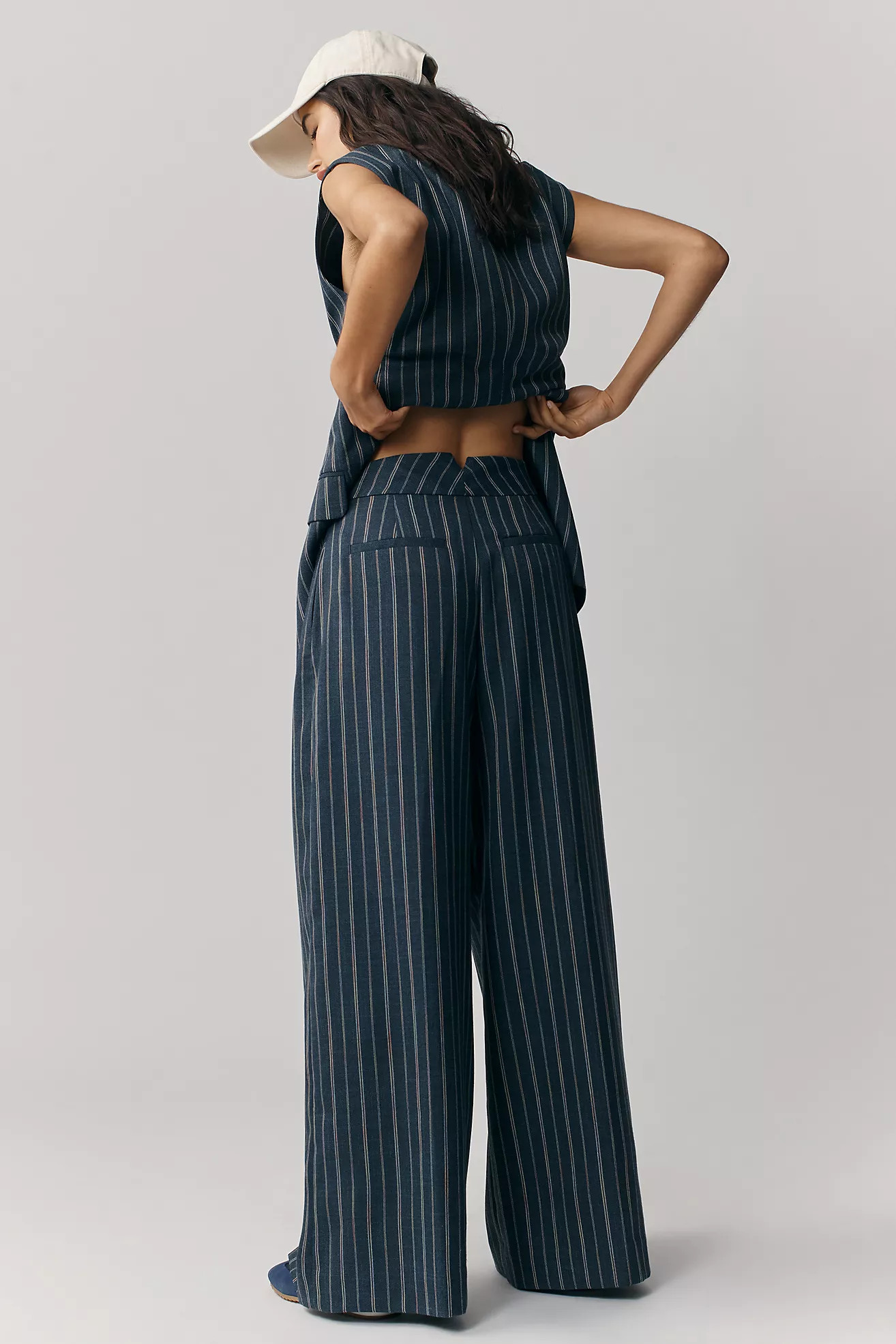By Anthropologie Pinstripe Wide-Leg Yarn-Dyed Trousers | Anthropologie (US)