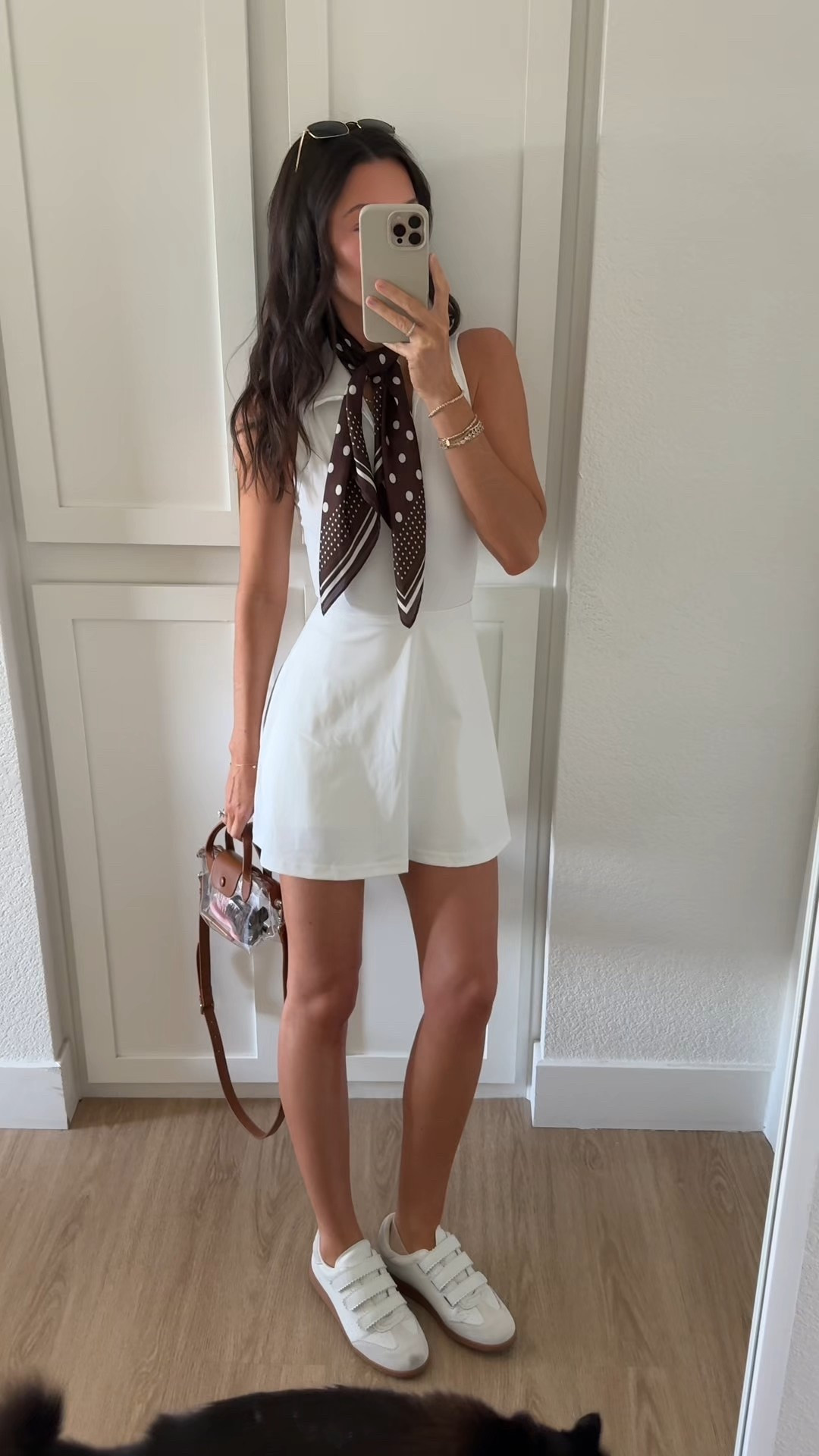 What I wore to a golf tournament! It was pretty warm outside so I kept it simple with a little pop of pattern in a scarf! 

#LTKootd #LTKActive