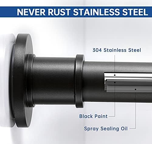 BRIOFOX Industrial Shower Curtain Rod - Never Rust Non-Slip 43-72 Inch Stainless Steel, Matte Bla... | Amazon (US)