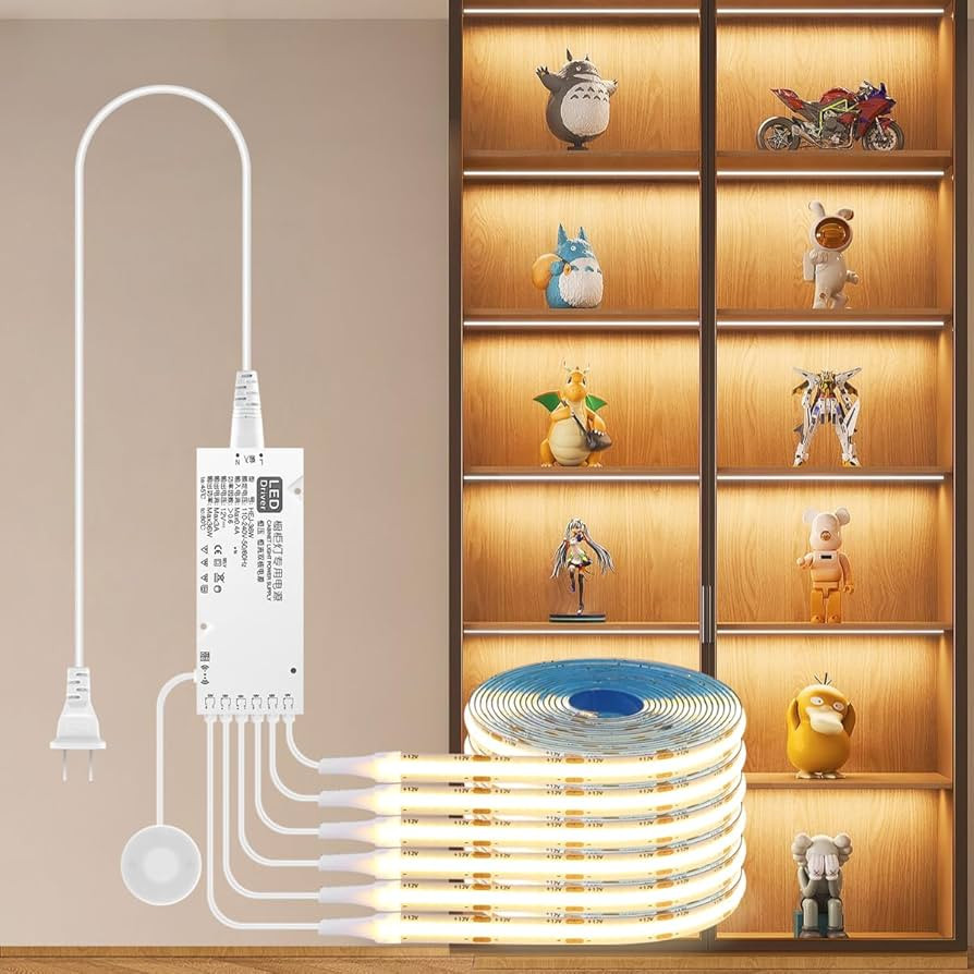 Cabinet Light COB LED Strip Lights 6-in-1 Dimmable Touch Control for Display Cabinets, Wardrobes,... | Amazon (US)