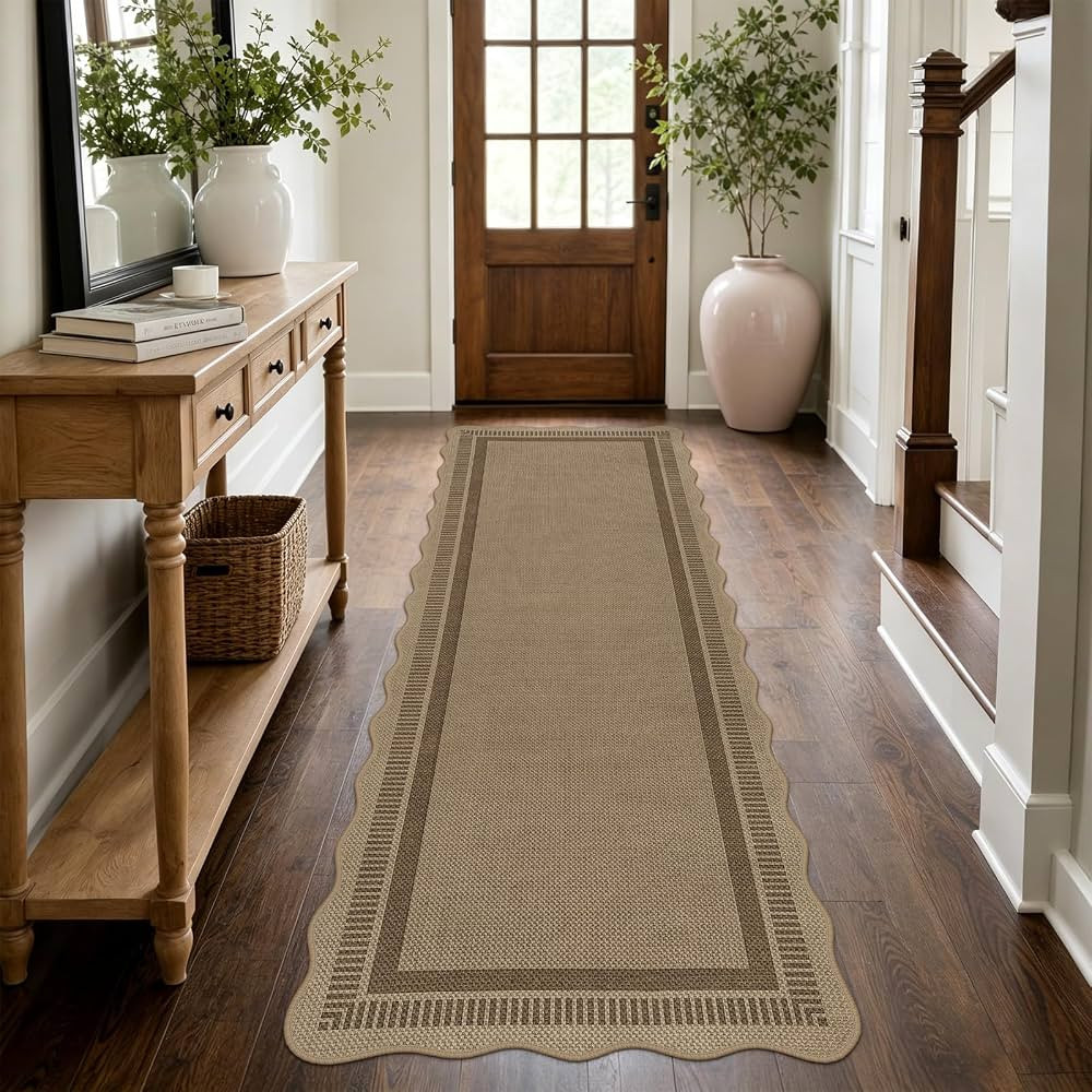 Dadasgk Easy Jute Scalloped 2x6 Runner Rug for Hallway, Washable Kitchen Rugs Non Slip Outdoor In... | Amazon (CA)