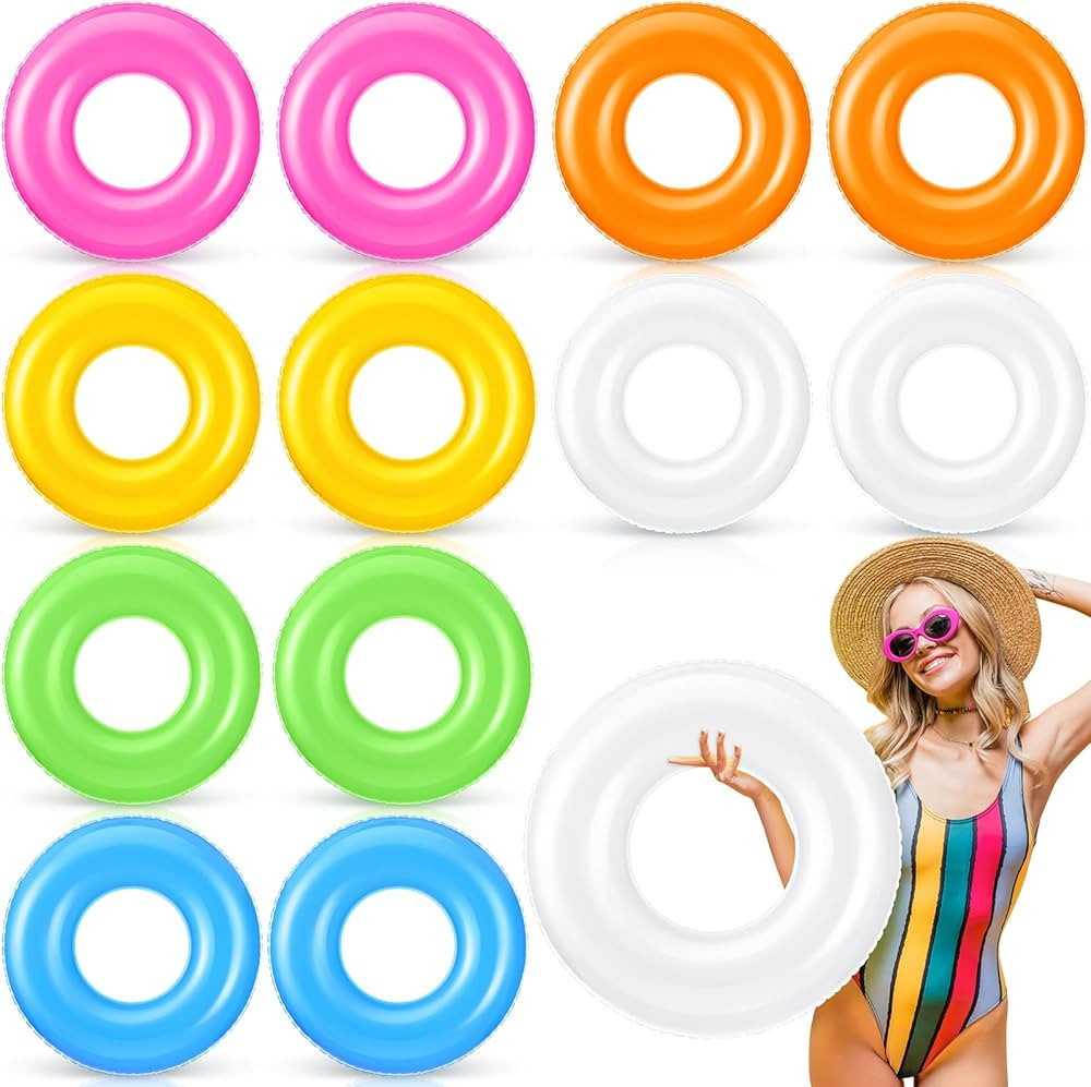 Small Inflatable Pool Float Bulk 23.62 Inches Swimming Ring Pool Floats Colorful Inflatable Tube ... | Amazon (US)