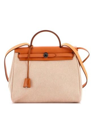Pre-Owned HERMES 31 Herbag Zip Criss Viking Toile and Leather - Brown | Macy's