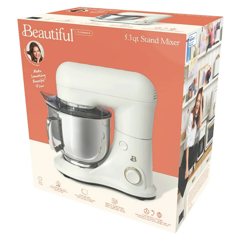 Beautiful 5.3 Qt Stand Mixer, Lightweight & Powerful with Tilt-Head, White Icing by Drew Barrymor... | Walmart (US)