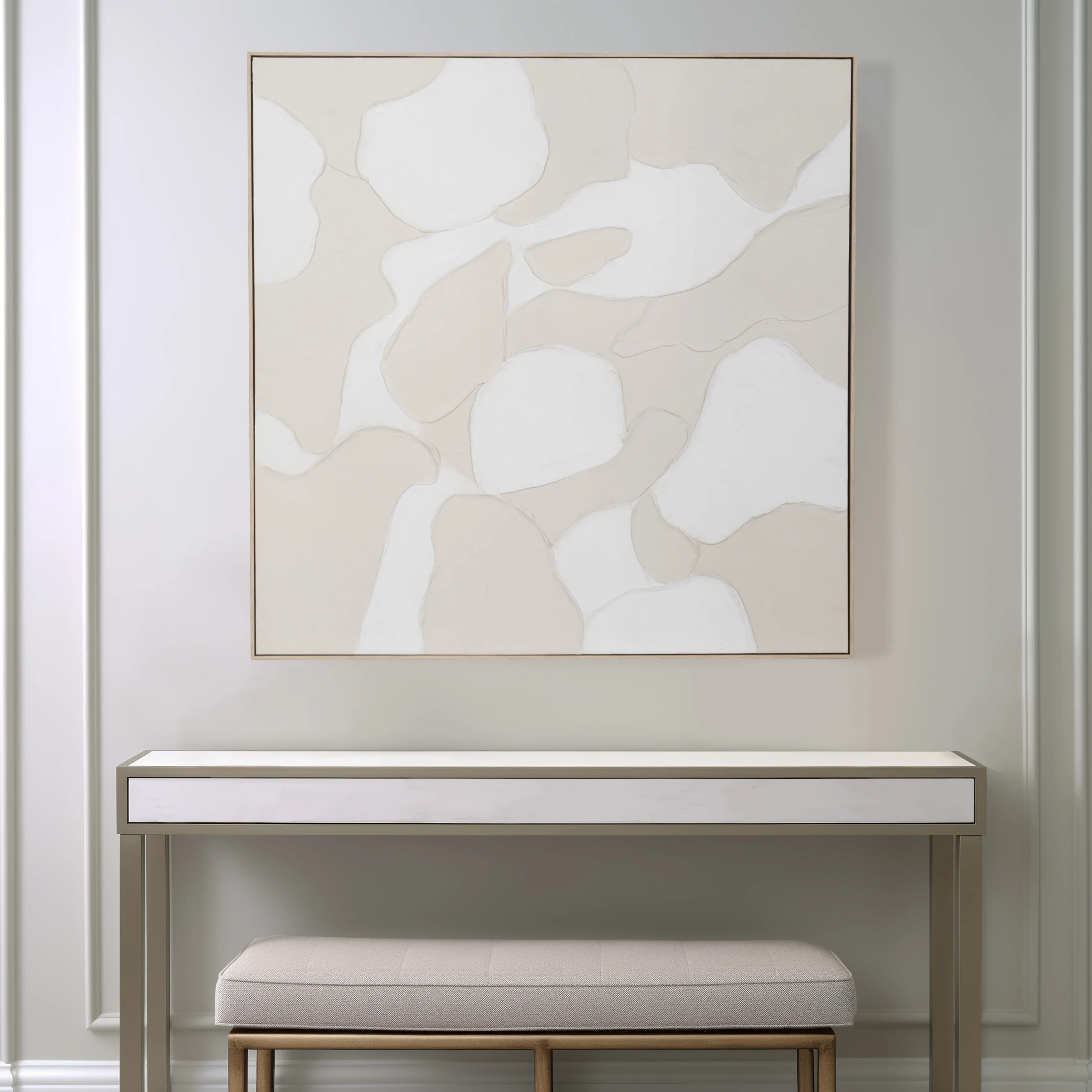 Brayden Studio® Canvas Wall Art - Wood & MDF Frame with Textured Abstract Design - 40" - Tan & W... | Wayfair North America