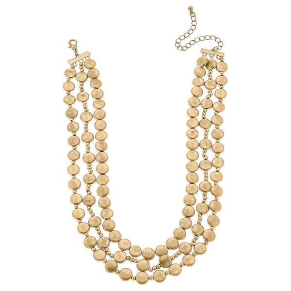 Paityn Metal Beaded Layered Necklace in Worn Gold | CANVAS