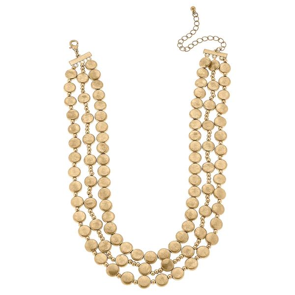 Paityn Metal Beaded Layered Necklace in Worn Gold | CANVAS