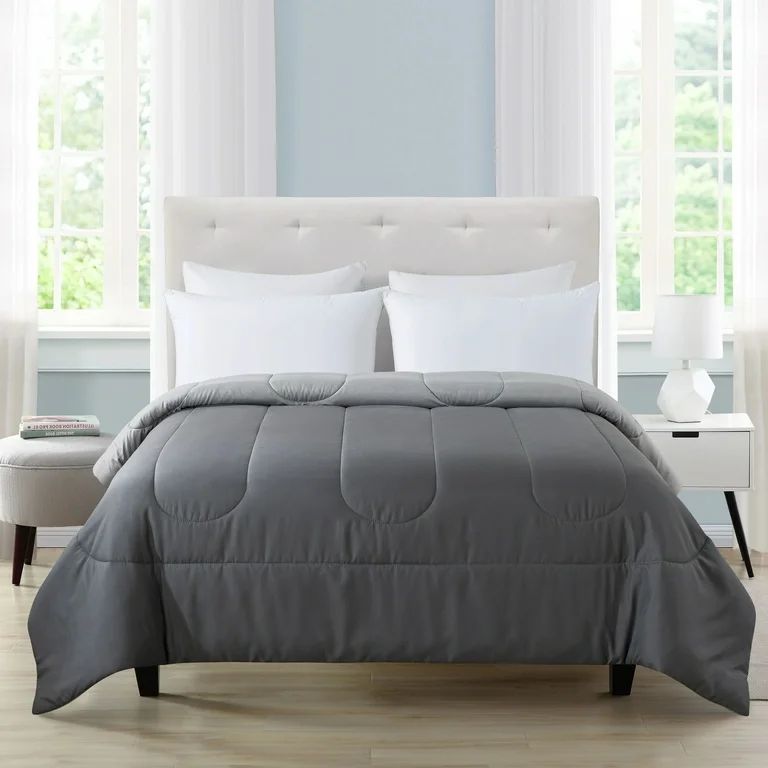 Mainstays Reversible Microfiber Comforter, Gray, Twin/Twin XL, Adult, Unisex | Walmart (US)