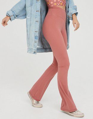 OFFLINE Real Me High Waisted Crossover Flare Legging | American Eagle Outfitters (US & CA)