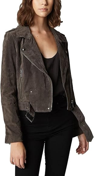 [BLANKNYC] womens Luxury Clothing Cropped Suede Leather Motorcycle Jackets, Comfortable & Stylish... | Amazon (US)