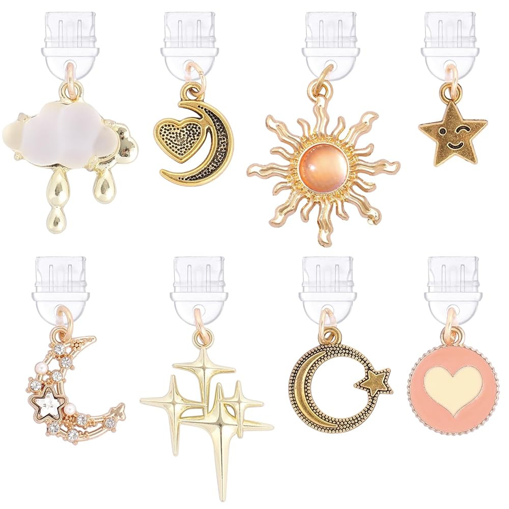 Star Moon Dust Plug Charm - 8 Pcs Pendants for Kindle Type C/USB C Charging Port Protector, Cute ... | Amazon (US)