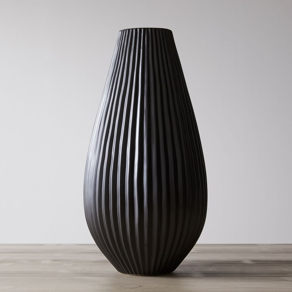Sanibel Wide Tall Vase, Black | West Elm (US)
