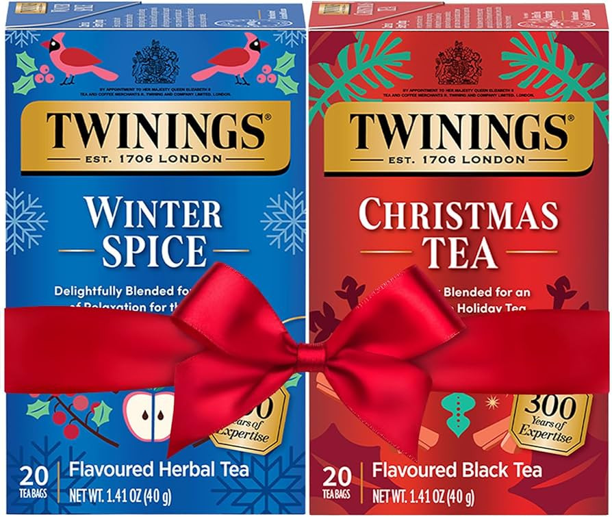 Twinings Holiday Sweet & Spicy Tea Variety 2-Pack – Caffeinated Christmas Tea and Caffeine-Free... | Amazon (US)