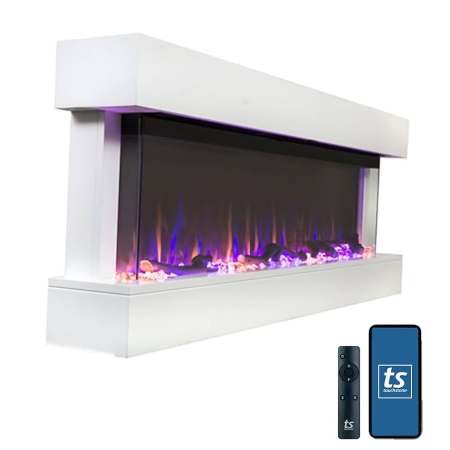 Touchstone Chesmont Smart Electric Fireplace- Wall Hanging Fireplace with 50" Wide White Floating... | Amazon (US)