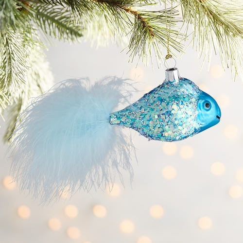 Blue Glittered Fish Ornament | Pier 1 Imports