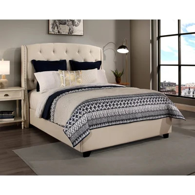 Strahan Upholstered Bed Alcott Hill® Size: King, Color: Ivory | Wayfair North America
