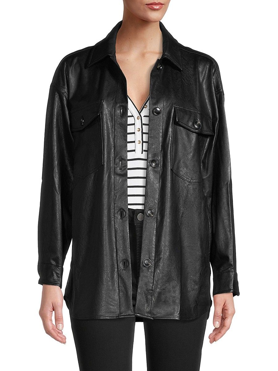 Vintage Havana Women's Faux Leather Shirt Jacket - Black - Size S | Saks Fifth Avenue OFF 5TH