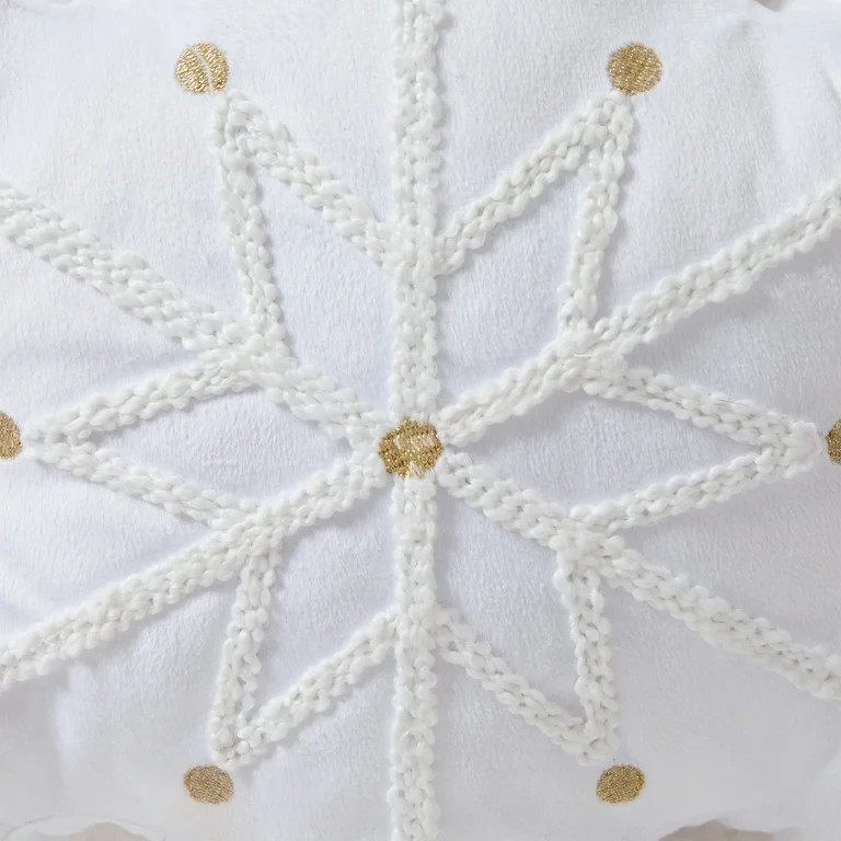 My Texas House 18" x 18" Bright White Shaped Snowflake Decorative Pillow | Walmart (US)