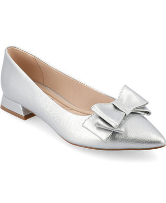 Journee Collection Women's Ophelia Bow Low Block Heel Dress Flats - Macy's | Macy's