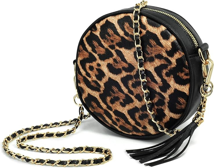 HOXIS Women Round Crossbody Bag Tassel Circle Purse Chain Shoulder Handbag Clutch Wristlet | Amazon (US)