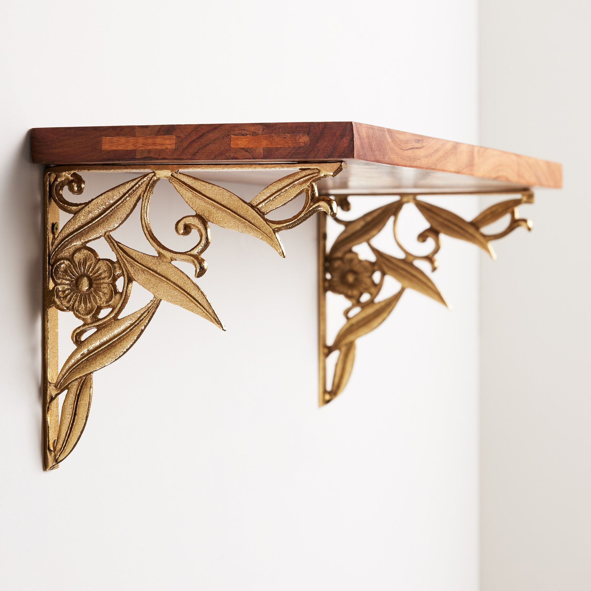 Gold Metal Botanical Mix & Match Shelf Brackets 2 Pack | World Market