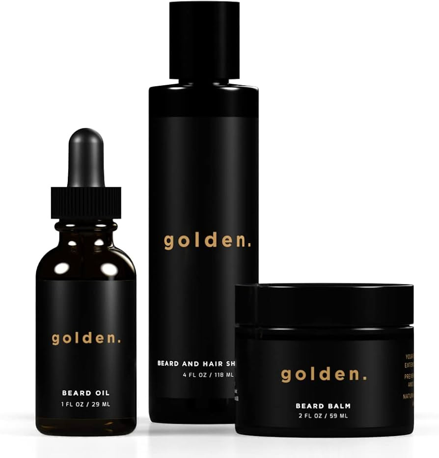 Golden Grooming Co. Beard Kit Bundle: Complete Beard Care - Christmas Gift for Men - Beard Oil, B... | Amazon (US)