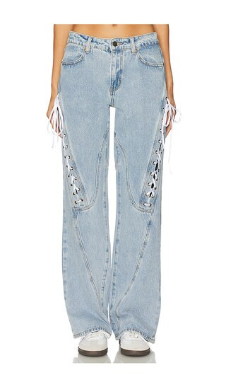 LIONESS Dollhouse Jeans in Denim-Light. - size L | Revolve Clothing (Global)