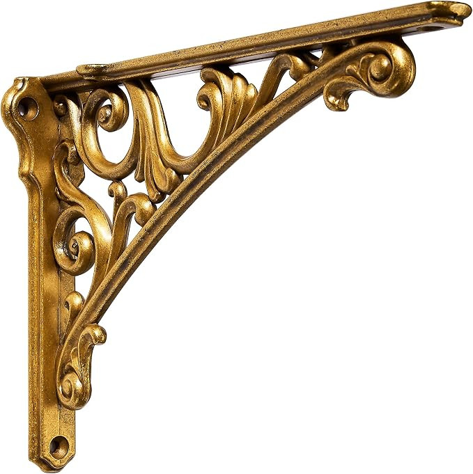 Khtumeware Shelf Bracket 12 Inch, Decorative Brackets for Shelving, Heavy Duty Vintage Brass Orna... | Amazon (CA)