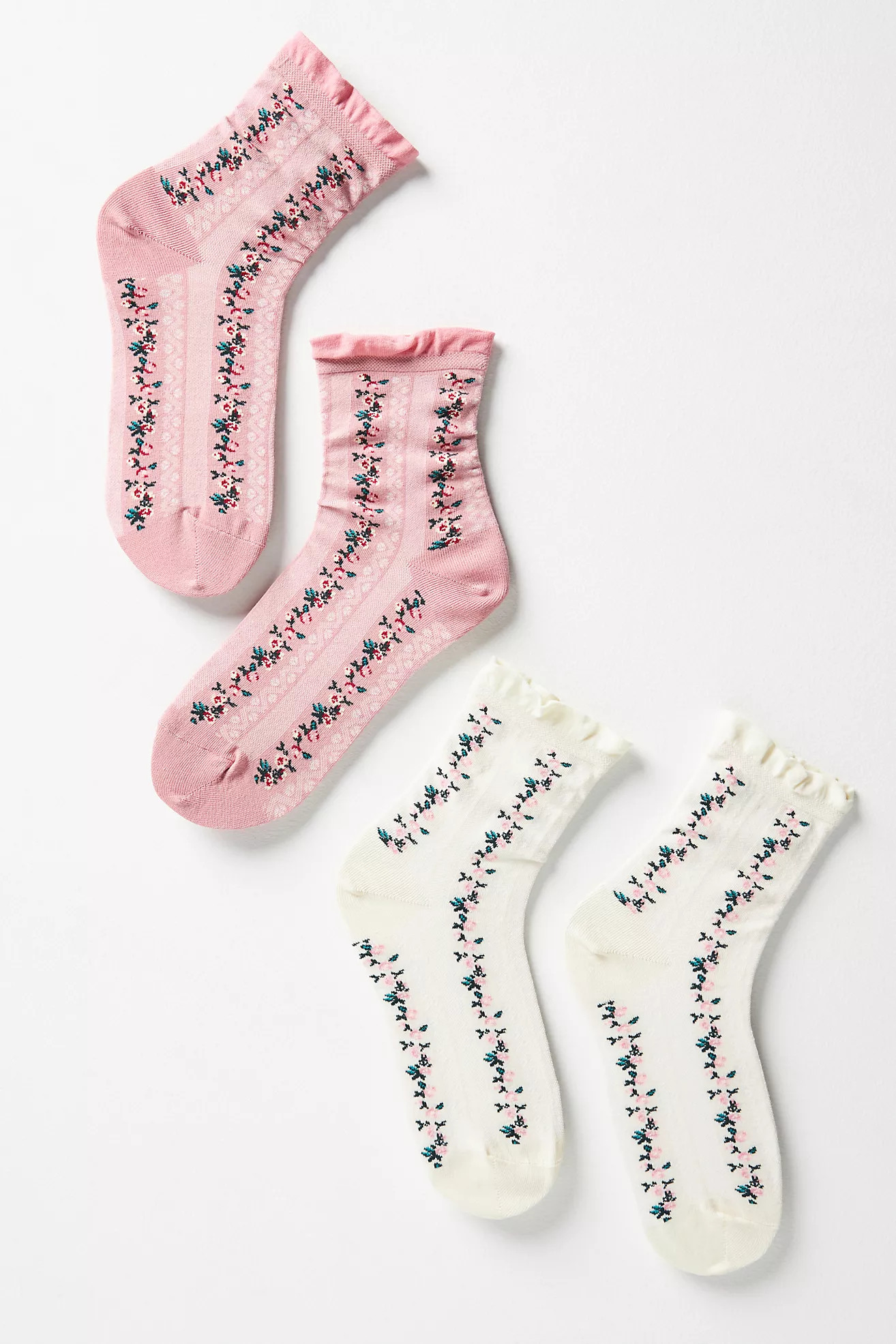 Set of Two Paneled Floral Socks | Anthropologie (US)