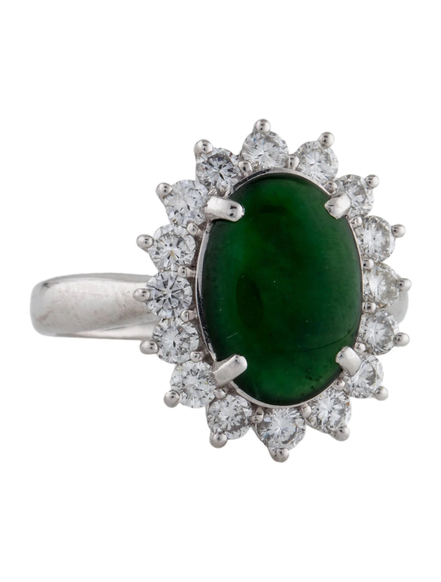 Platinum Dyed Jadeite & Diamond Cocktail Ring | The RealReal