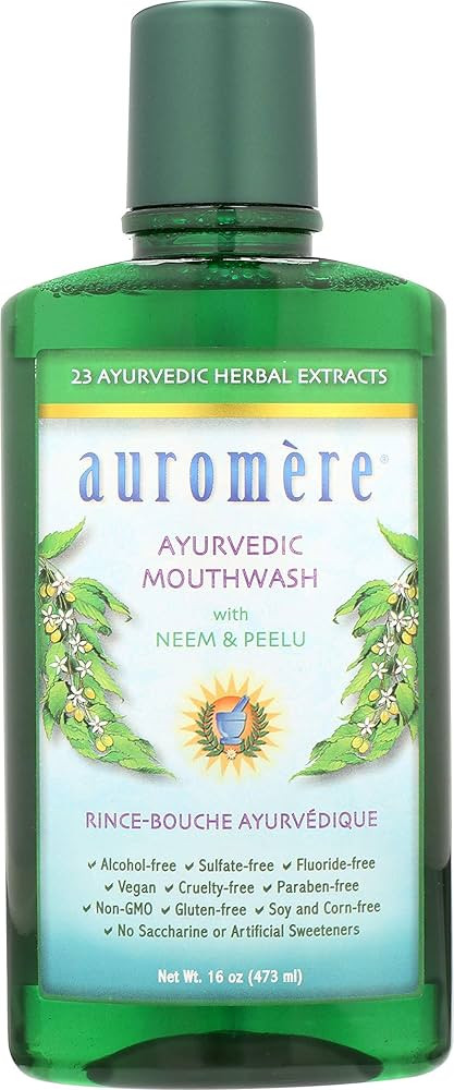 Auromere Ayurvedic Mouthwash - Vegan, Fluoride Free, Alcohol Free, Natural, Non GMO (16 fl oz), 1... | Amazon (US)