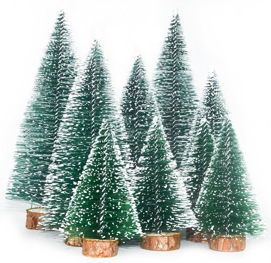 9 Pieces Bottle Brush Christmas Trees, Christmas Village Accessories, Christmas Table Decor, Mini... | Amazon (US)