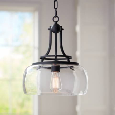 Charleston 13 1/2" Clear Glass and Black LED Pendant Light - #98K62 | Lamps Plus | Lamps Plus