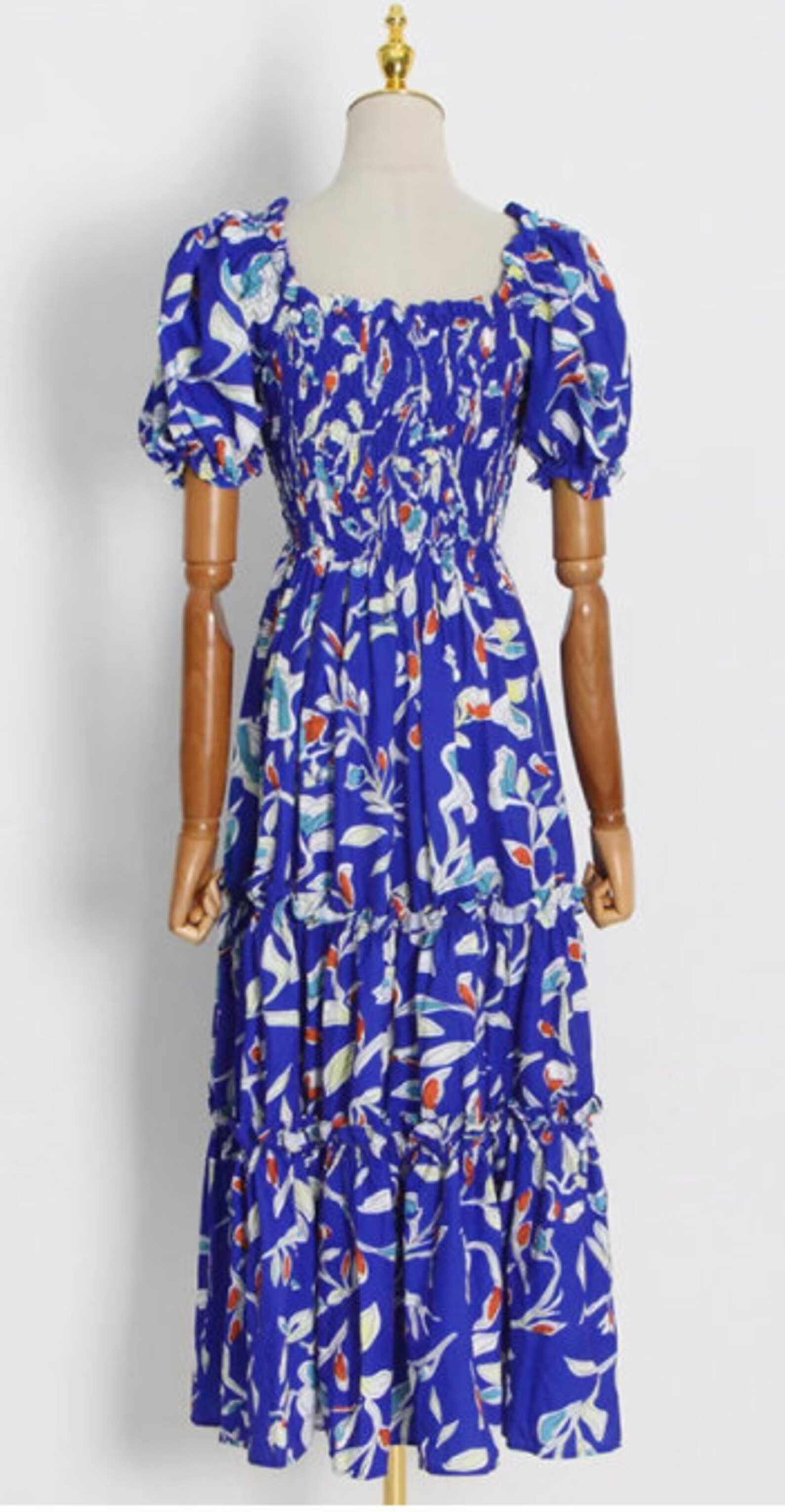 Kate Middleton Blue Floral Smocked Midi Dress Kate Middleton | Etsy | Etsy (US)