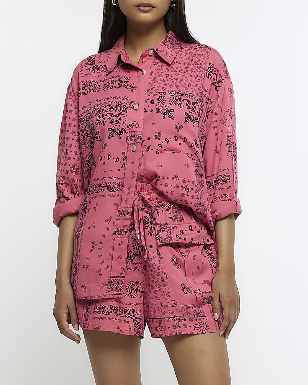 Pink print long sleeve shirt | River Island (UK & IE)