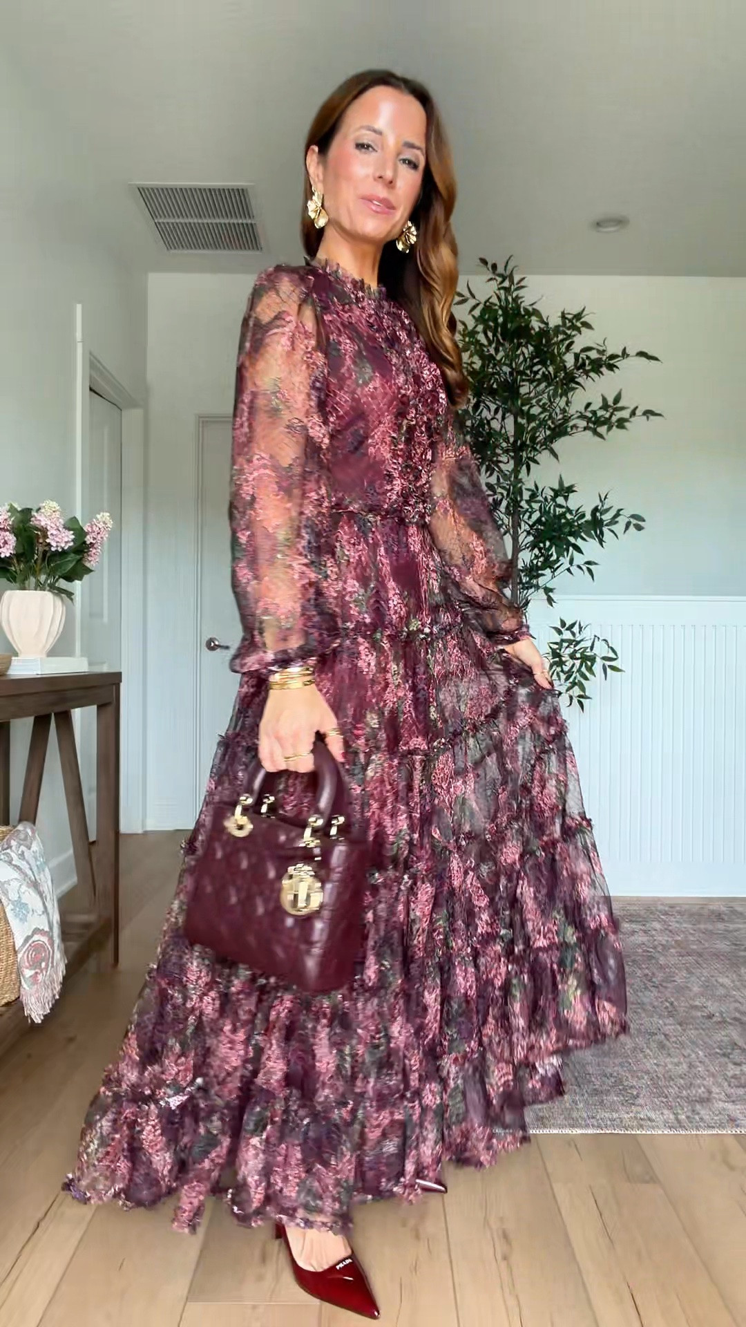 My church outfit of the day! Wearing XXS. Fall wedding guest. Winter wedding guest. Fall dress. Family photo dress. Thanksgiving dress. Baby shower dress. Wedding shower dress. Floral maxi dress. Prada heels are TTS.

#LTKWedding #LTKSeasonal #LTKPetite