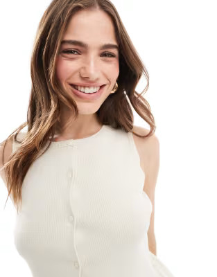 ASOS DESIGN knitted crew neck cropped waistcoat in ivory | ASOS | ASOS (Global)