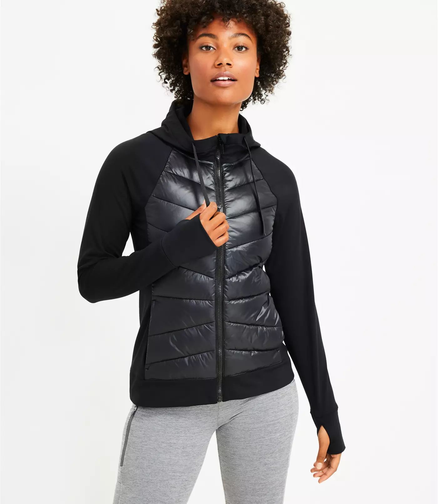 Lou & Grey Mixed Media Puffer Jacket | LOFT